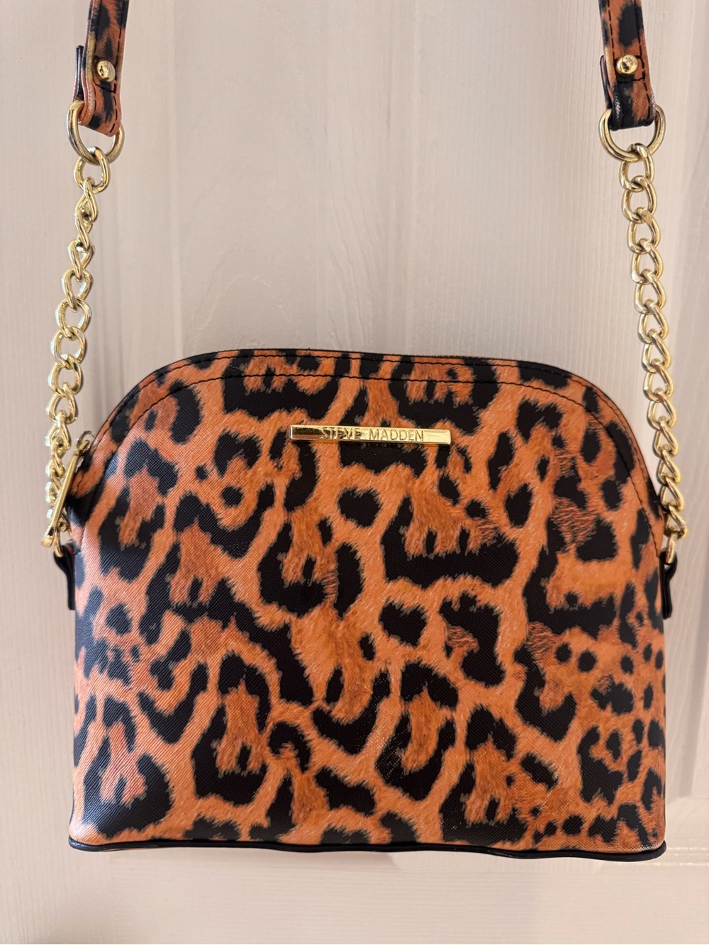 Steve Madden Leopard Print Crossbody Bag - Brown/Black/Gold